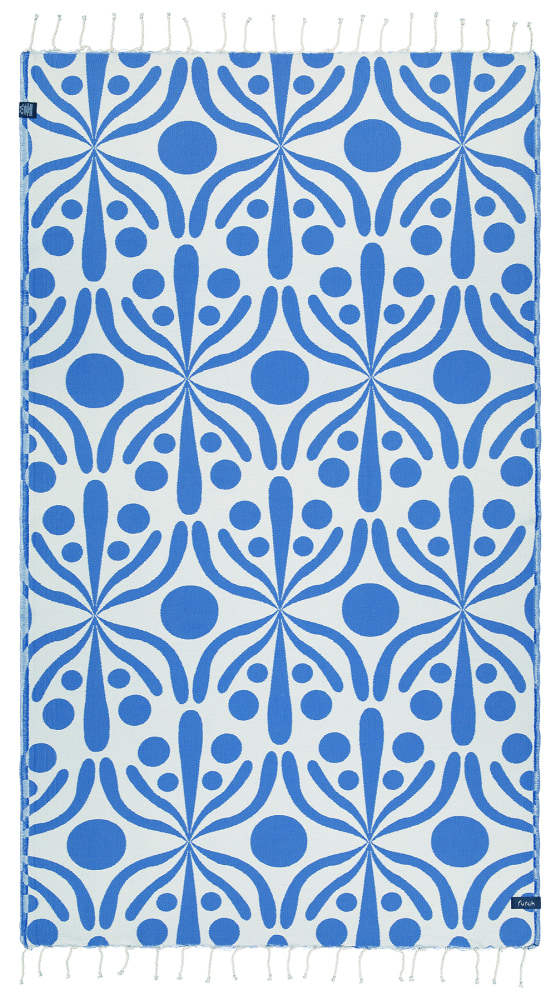 Futah - Flora Blue & White Beach Towel (2)