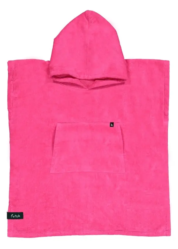 Futah - Ericeira Neon Pink Terry Poncho Kids (1)